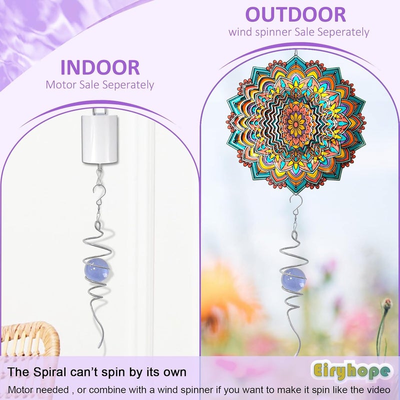 Eiryhope Gazing Ball Spiral Tail, Wind Spinner Stabilizer with Purple Glass Orb | 13-Inch Sun Catcher Rainbow Maker, Mesmerizing Rotating Art for Outdoor Garden Yard | Unique Hanging Decor & Gift - Image 2